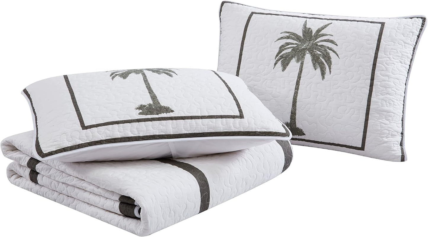 Colección Tommy Bahama Palm Island | Edredón - 100% algodón, reversible, suave y transpirable, prelavado para mayor suavidad, cama king size, gris Edredones y edredones Naty Shop