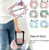 Almohada para el cuello Almohada para el cuello para niños para avión, automóvil, tren, viaje, almohada de viaje de espuma viscoelástica para adultos, almohada en forma de U con patrón de animales lindo, funda desmontable (Rosa2) Almohadas ortopédicas cervicales Naty Shop