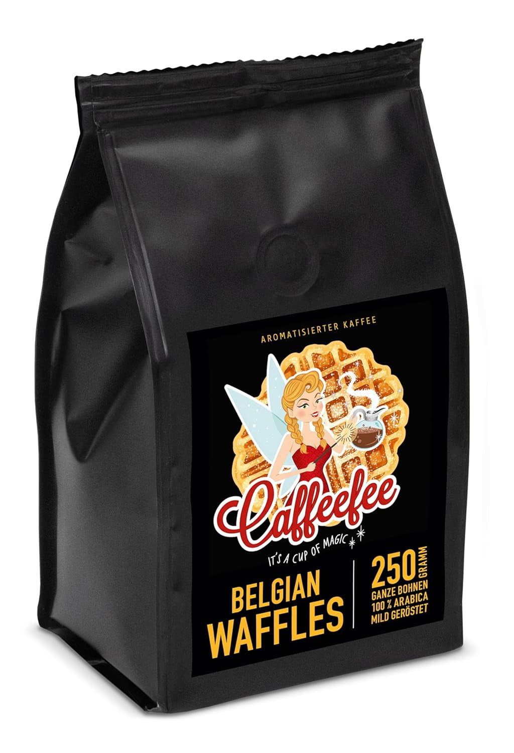 Caffeefee Belgian Waffles Bohnen, 250 g, Röstkaffee aromatizado