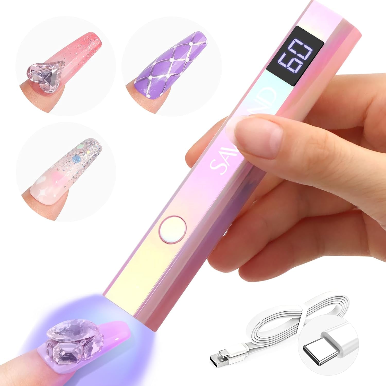 Saviland U V Lampe Für Gelnägel: Mini U V Lampe Für NägelSchützen Sie Die Haut Wiederaufladbar Klein LED Nagellack Trocknergerät Für Nagellack Aufbaugel Nail Tips Nagelkleber Geschenke para mujeres