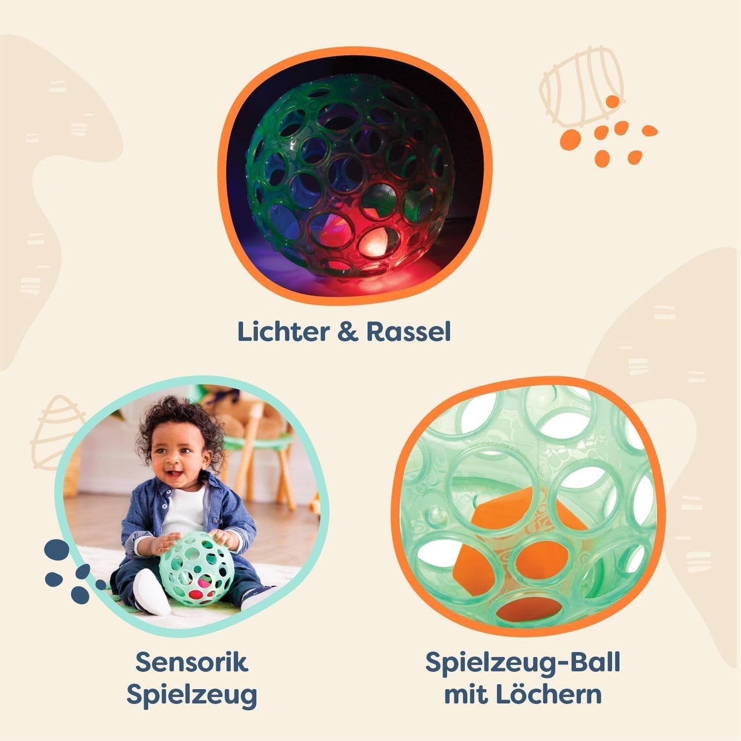 B. juguetes Juguete bebé Juguete bebé juguete de motricidad con luz - juguete bebé para recién nacidos, niñas y niños a partir de 0 meses, sin PVC Bebe Toys Naty Shop