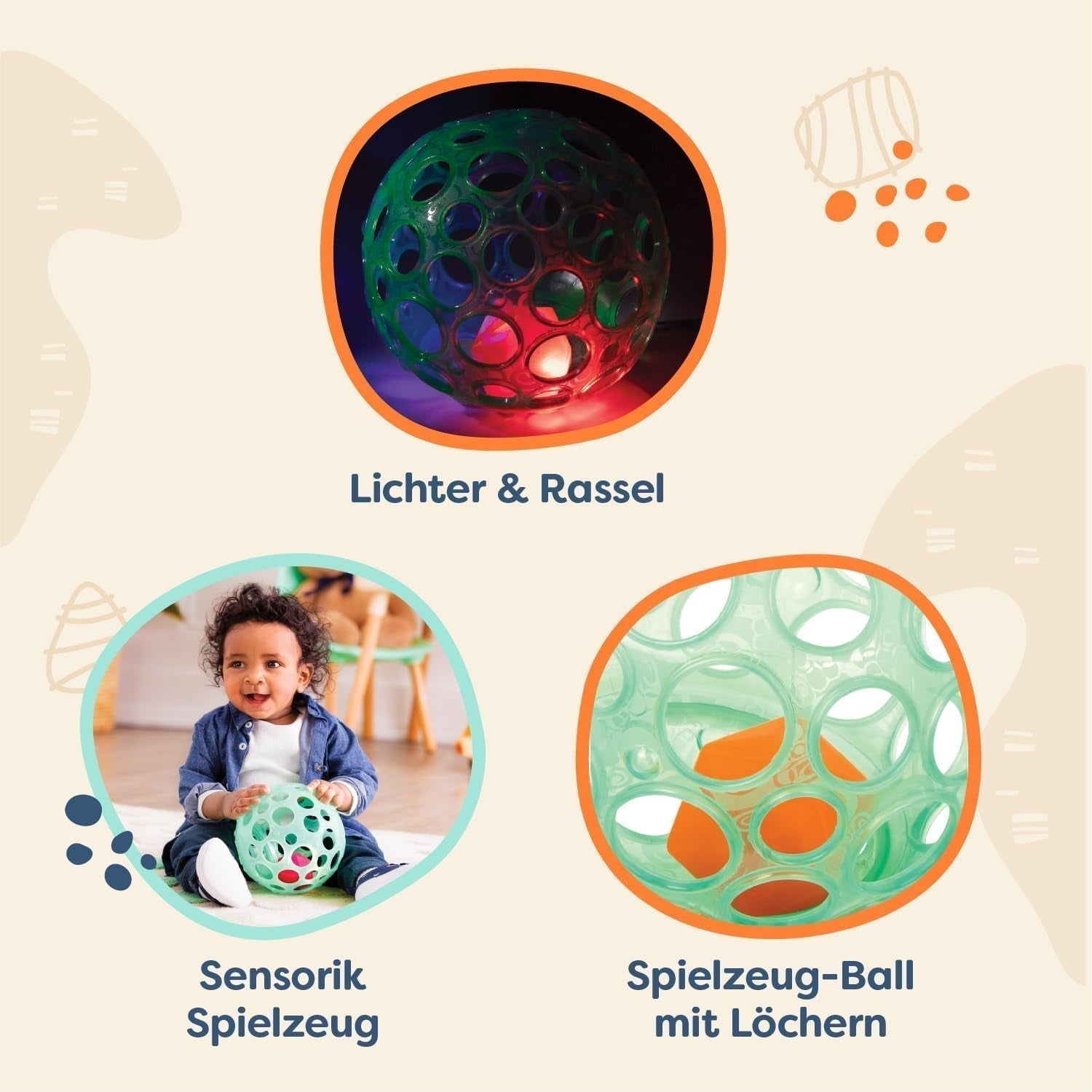 B. juguetes Juguete bebé Juguete bebé juguete de motricidad con luz - juguete bebé para recién nacidos, niñas y niños a partir de 0 meses, sin PVC Bebe Toys Naty Shop