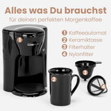 Cafetera Clatronic® de 1 taza | Máquina de café espresso perfecta para personas solteras | Cafetera espresso con filtro, incluida taza de cerámica | Pequeña cafetera espresso con filtro, ideal para viajar | KA 3356