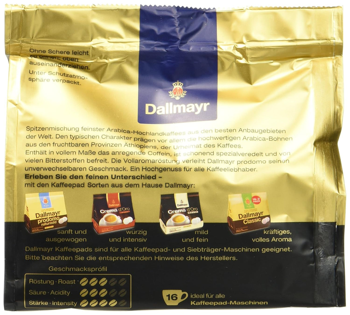 Kaffee Prodomo Kaffeepads, paquete de 5er (5 x 16 almohadillas)