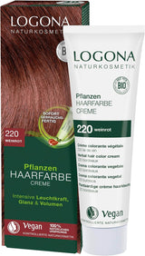 LOGONA Cosmética Natural Coloración Vegetal en Crema 240 Marrón Turrón, Coloración en Crema Henna Natural Marrón, Coloración en Crema Tonos Marrones, Coloración Oscuro, 150ml Naty Shop Tinte para el Cabello 220 Rojo Vino [Tiziano]