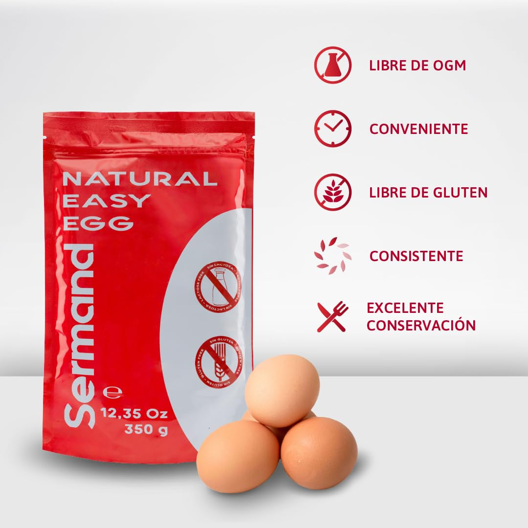 Eiweißpulver für Baiser (350 g) | Pasteurisiertes Eiklar | Getrocknetes Eiweiß | Sin lactosa Sin gluten | En wiederverschließbarem Zip-Beutel