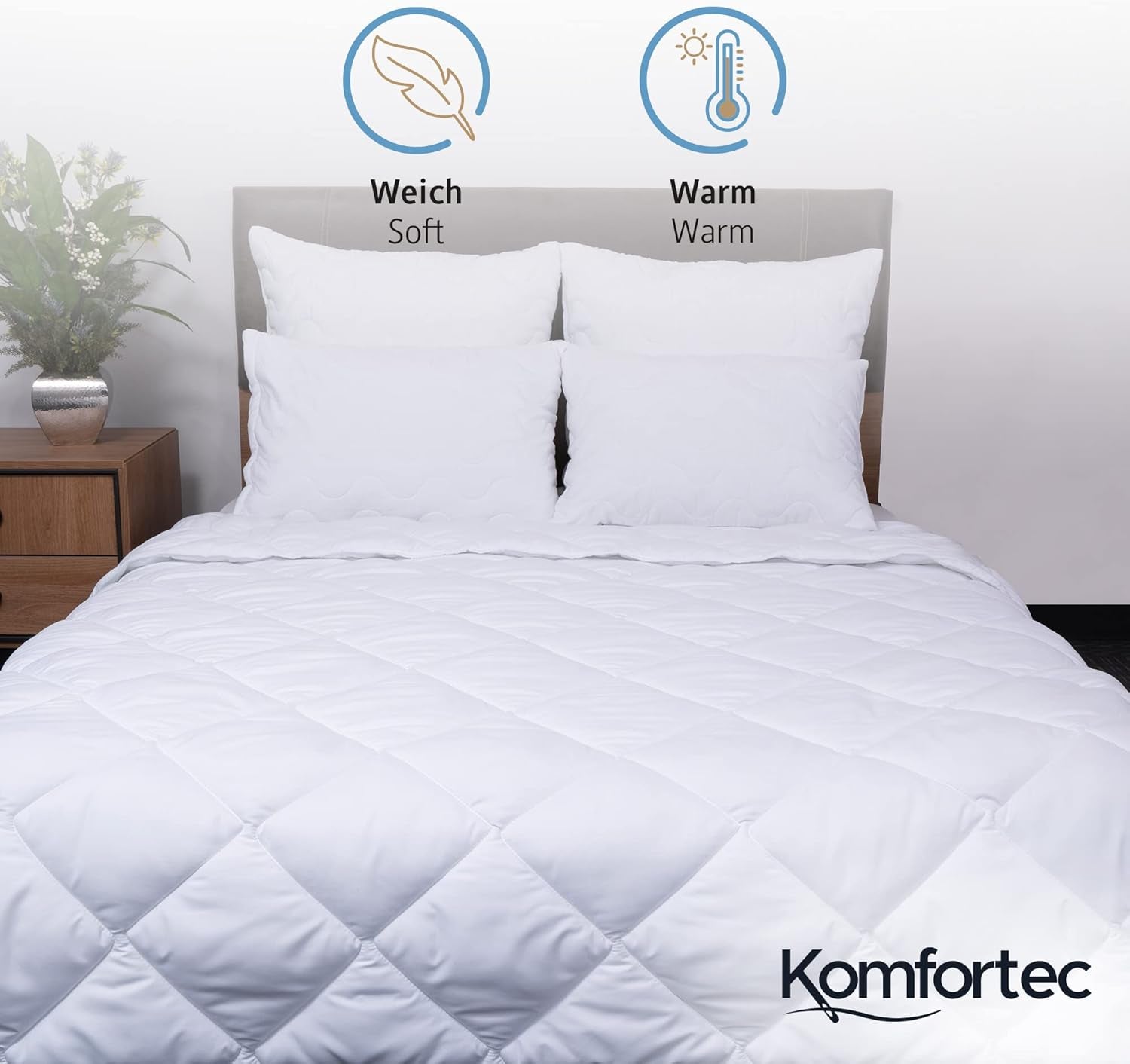 Komfortec Manta Verano 135X200 Cm, 170Gsm, Manta Fina y Ligera para Verano, Manta Antialérgica, Blanca Edredones y Edredones Naty Shop