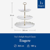 Villeroy & Boch Toys Delight Royal Classic estante, expositor escalonado decorativo para galletas, pasteles y trozos pequeños de tarta, porcelana premium, blanco