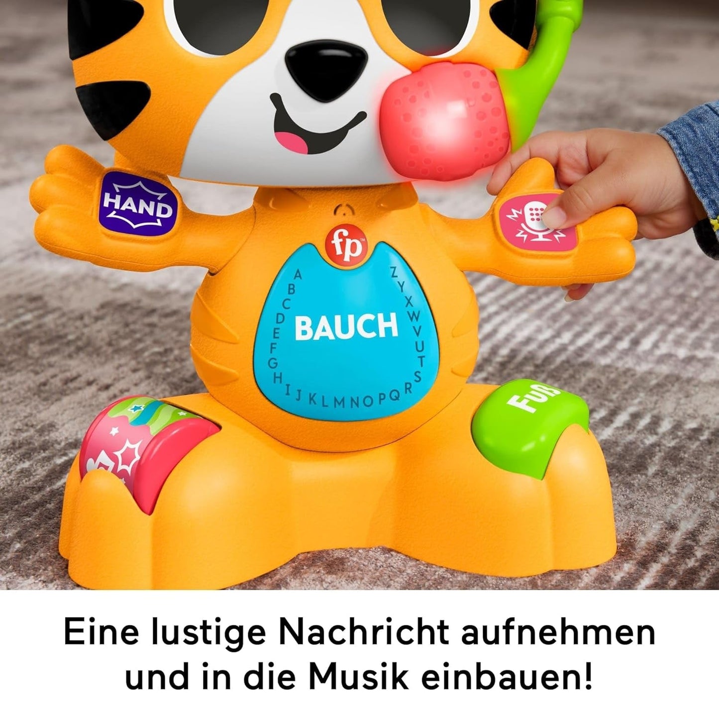 Fisher-Price Baby and Infant Beat Bande Lern & Tanz Tiger Justin Juguete educativo con sonidos y luces para bebés de 9 meses en adelante, edición alemana, HYL31 Baby Toys Naty Shop