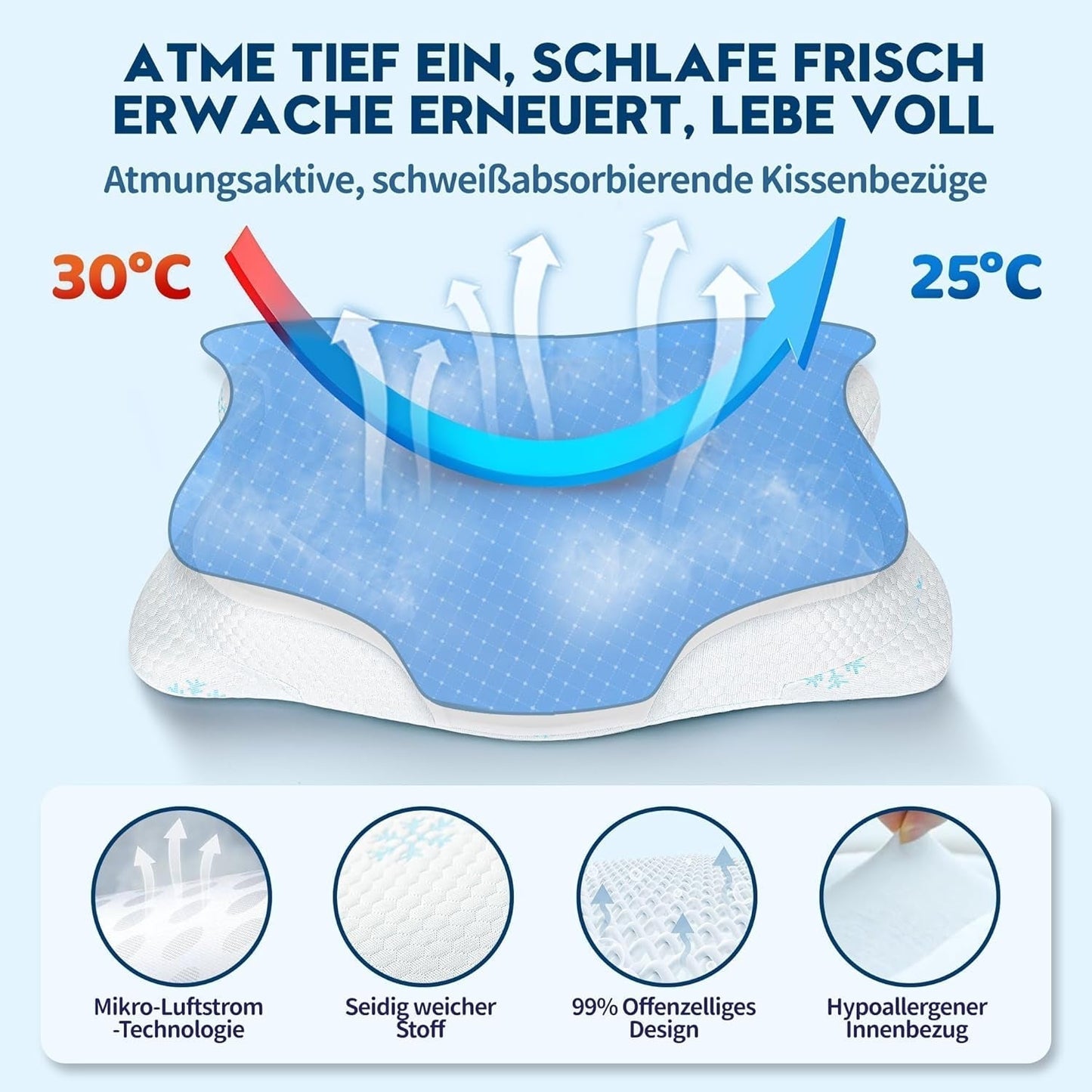 Cloudétoile Almohada cervical Almohada viscoelástica - Almohada ortopédica ergonómica 2 en 1 Almohada viscoelástica para dormir de lado Almohada de apoyo para el cuello Almohada viscoelástica ajustable en altura Blanco 64X38X12cm Almohadas ortopédicas cervicales Naty Shop