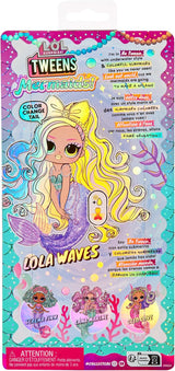Jajaja ¡Sorpresa! Preadolescentes - Sirena Lola Waves - Muñeca de moda con cola que cambia de color, aleta móvil y bonitos accesorios - Juguete para niños y coleccionistas a partir de 4 años