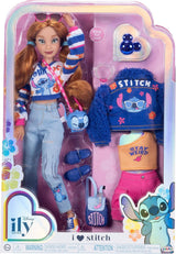 Disney ILY 4EVER Fashion Dolls Stitch con pelo rojo de 11,5" de alto con 13 puntos de articulación, dos conjuntos completos para mezclar y combinar y un brillante anillo de Mickey para ti. Naty tienda de muñecas