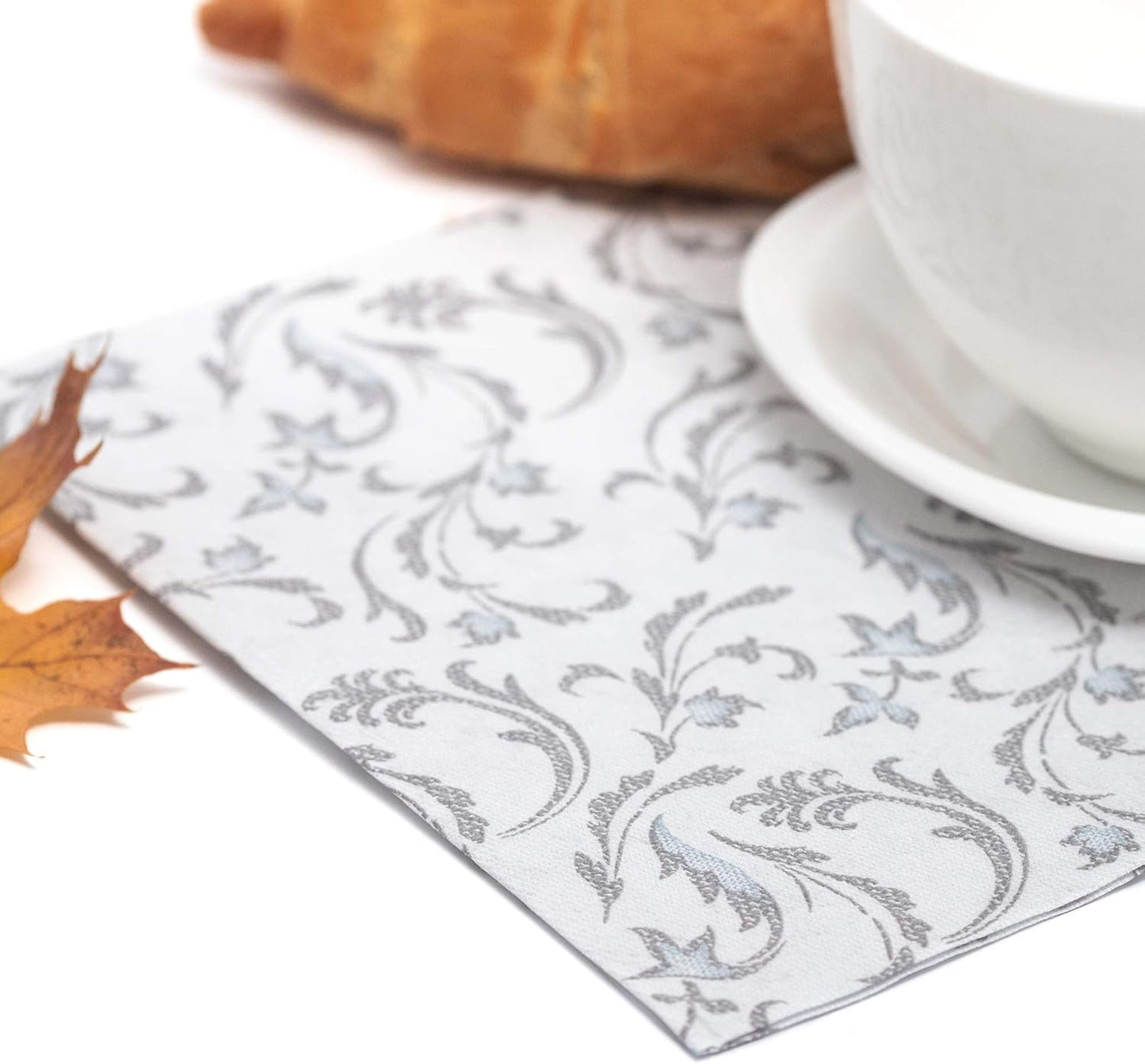 Papstar, 50 servilletas "Colección ROYAL" pliegue 1/4 40 Cm X 40 Cm gris "Damascato", #85005