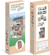 Casa de muñecas diseño Soho-Madera de 3 plantas con 8 muebles, tamaño 120 X 33 X 75 cm (913D00181) Naty Shop Casas de Muñecas