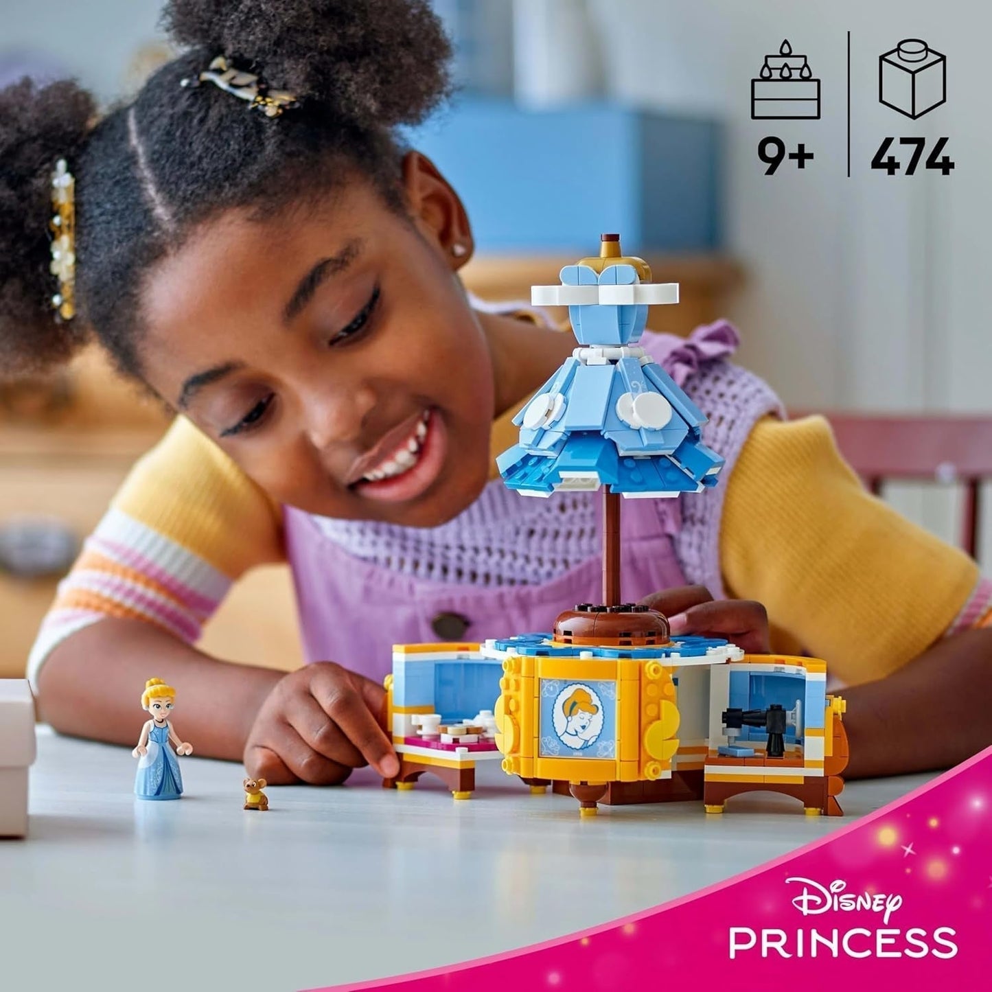 LEGO Ç€ Vestido de Cenicienta de Disney Princess, juguete para niños y niñas a partir de 9 años - incluye una percha para vestidos, una minimuñeca de Cenicienta y una figura de ratón - Creative Playset 43266 Juegos de construcción Beuche den LEGO-Store