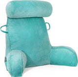 Almohada de lectura XL para cama y sofá con rollo para el cuello desmontable, almohada de espalda ideal para adultos con espuma viscoelástica para leer cómodamente, trabajar, jugar, mirar televisión, relajarse (rosa)