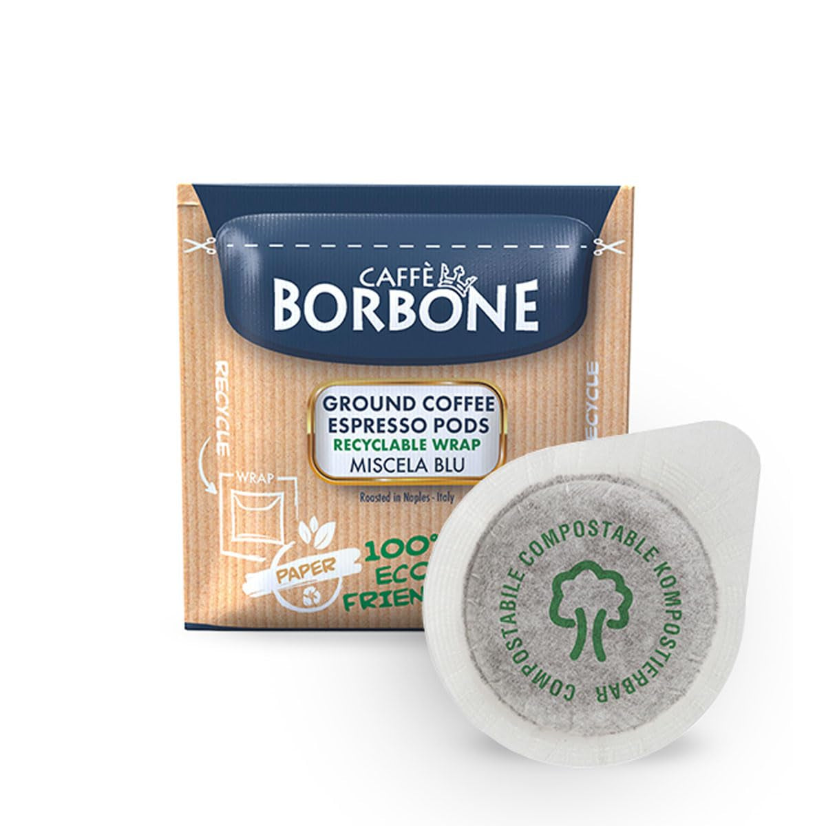Caffè Borbone Kaffeepads compostables, Kaffeemischung azul - 50 blocs - Compatible con los tampones de papel ESE System 44 mm