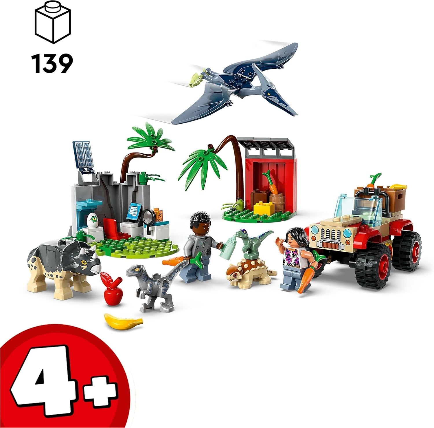 LEGO Jurassic World Centro de rescate para bebés dinosaurios, set con pequeñas figuras de dinosaurios, incluidos Triceratops, Ankylosaurus y Velociraptor, regalo de construcción para niños y niñas a partir de 4 años 76963 Juegos de construcción Besuche den LEGO-Store