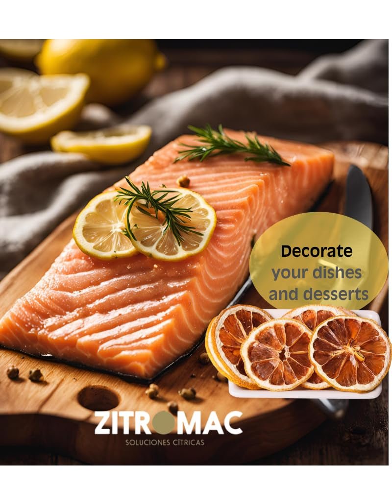 45g Rodajas de Limón Desecado, Rodajas de Frutos Secos para Cócteles, Limón Desecado para Decoración Navideña, Vino caliente, Té, Repostería|Limones Secos 100% Naturales Productos Deshidratados Naty Shop