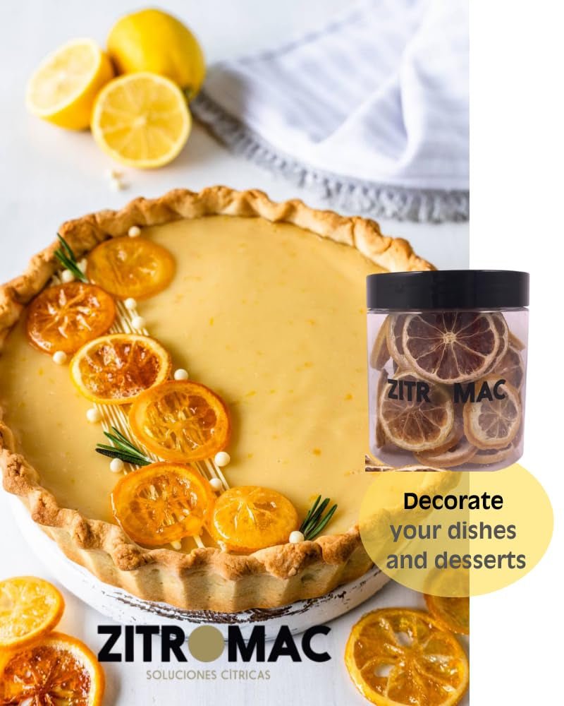 45g Rodajas de Limón Desecado, Rodajas de Frutos Secos para Cócteles, Limón Desecado para Decoración Navideña, Vino caliente, Té, Repostería|Limones Secos 100% Naturales Productos Deshidratados Naty Shop