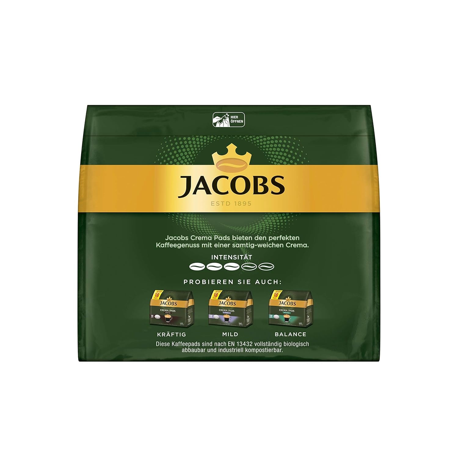 Kräftig Cream Pads, 90 Kaffeepads compatibles con Senseo UTZ-zertifiziert, paquete de 5, 5 x 18 Getränke & Cream Pads, 90 Kaffeepads compatibles con Senseo UTZ-zertifiziert, 5er Pack, 5 x 18 Getränke