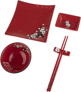 Servicio de Mesa Japonés Completo 2381, Porcelana, Rojo