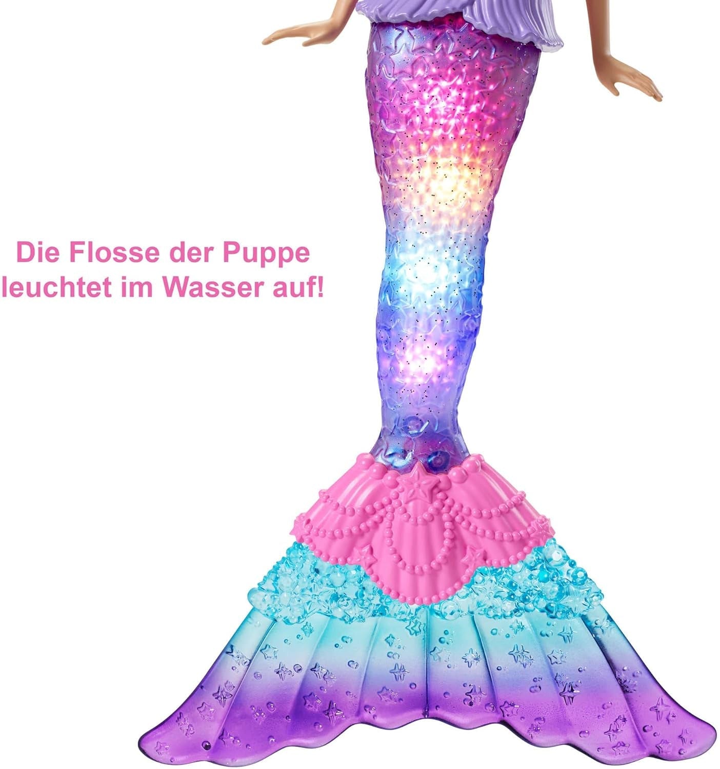 Barbie Dreamtopia Magic Light Sirena Muñeca con Pelo Rubio, Muñeca Barbie con Cola de Sirena, Adecuada como Regalo para Niños a Partir de 3 Años, HDJ36