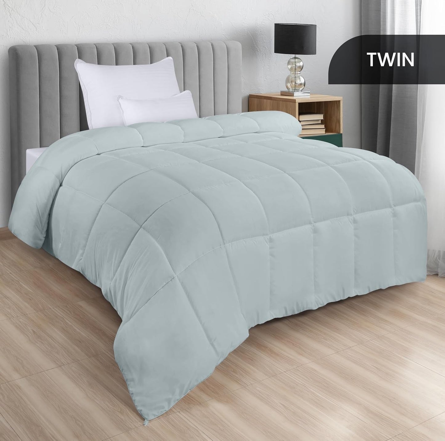 Utopia Bedding Edredón All Season 250g/m² Felpa Relleno de Fibra Siliconada Cama Matrimonio Cosido en Caja (Cama Matrimonial XL Gris Claro) Naty Shop Edredones y Edredones