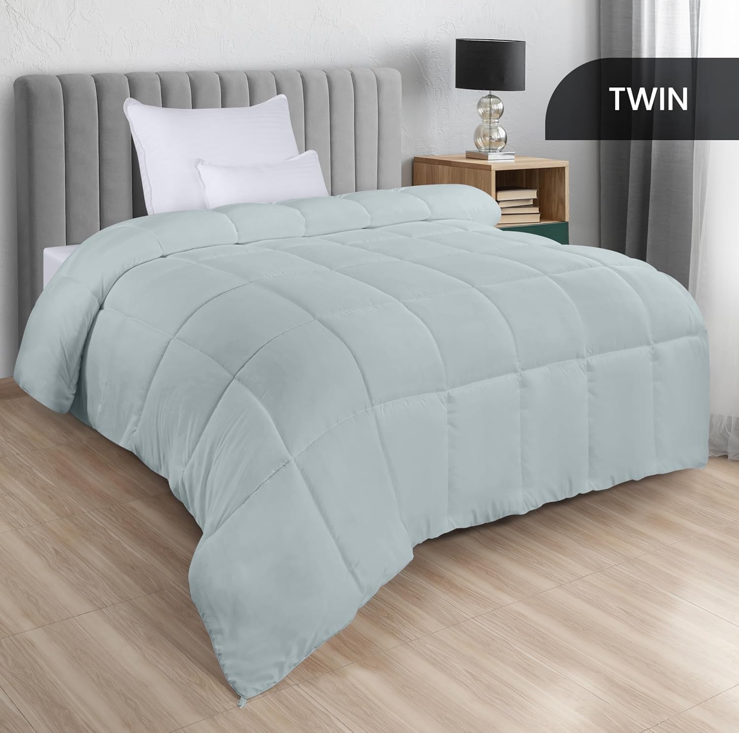 Utopia Bedding Edredón All Season 250g/m² Felpa Relleno de Fibra Siliconada Cama Matrimonio Cosido en Caja (Cama Matrimonial XL Gris Claro) Naty Shop Edredones y Edredones