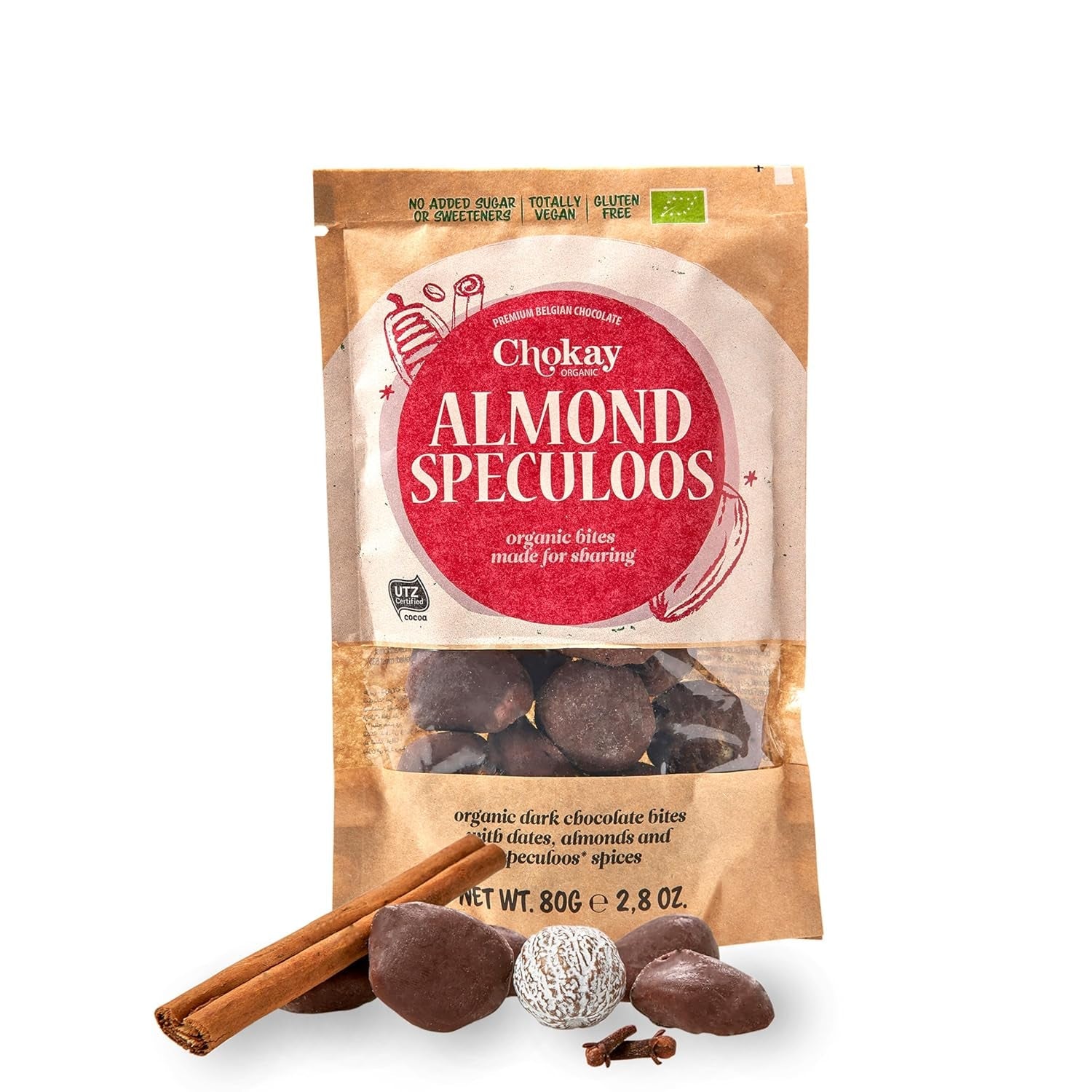 Bocaditos Orgánicos - Almendras con Canela y Almendras con Chocolate Belga Oscuro / Sin Azúcar Añadido, Sin Edulcorantes / Vegano y de Comercio Justo / 1 x 85g