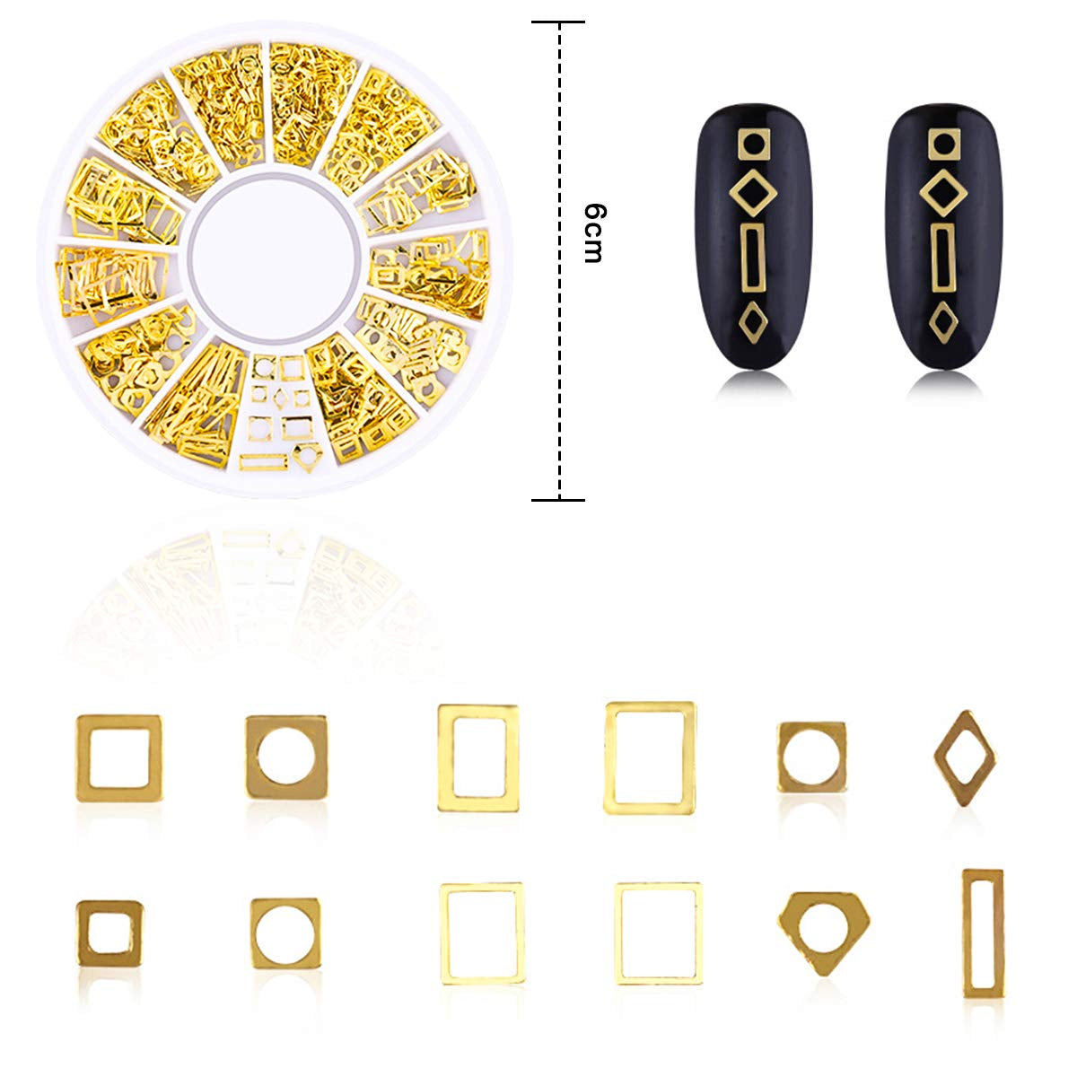4 Cajas Nagel Art Strass, Decoraciones 3D Nagel Art, Mix Größe Nagel Perlen Glitter Strass Gold Metall Hohlniet Nagelkunst Stern Mond Sonne Nagel Zubehör Für DIY Nageldesign