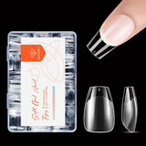 Modelones Puntas de Uñas 216 Piezas - Juego de Puntas de Uñas de Cobertura Completa, Juego de Puntas de Gel Suave, Puntas de Uñas de Resina PMMA Prepulido, Pegamento DIY en Uñas Artificiales, Almendras Cortas XS