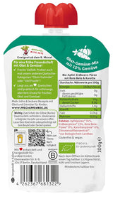 FRECHE FREUNDE Bolsita de frutas ecológicas exprimibles con manzanas, fresas, remolacha y zanahoria, puré de frutas y verduras en bolsitas exprimibles para bebés a partir de 6 meses, vegano, paquete de 6 (6 x 100 g)