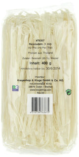 Fideos de arroz - tailandeses, fideos de cinta de arroz de 5 mm de ancho, hechos con harina de arroz - 17 x 400 g