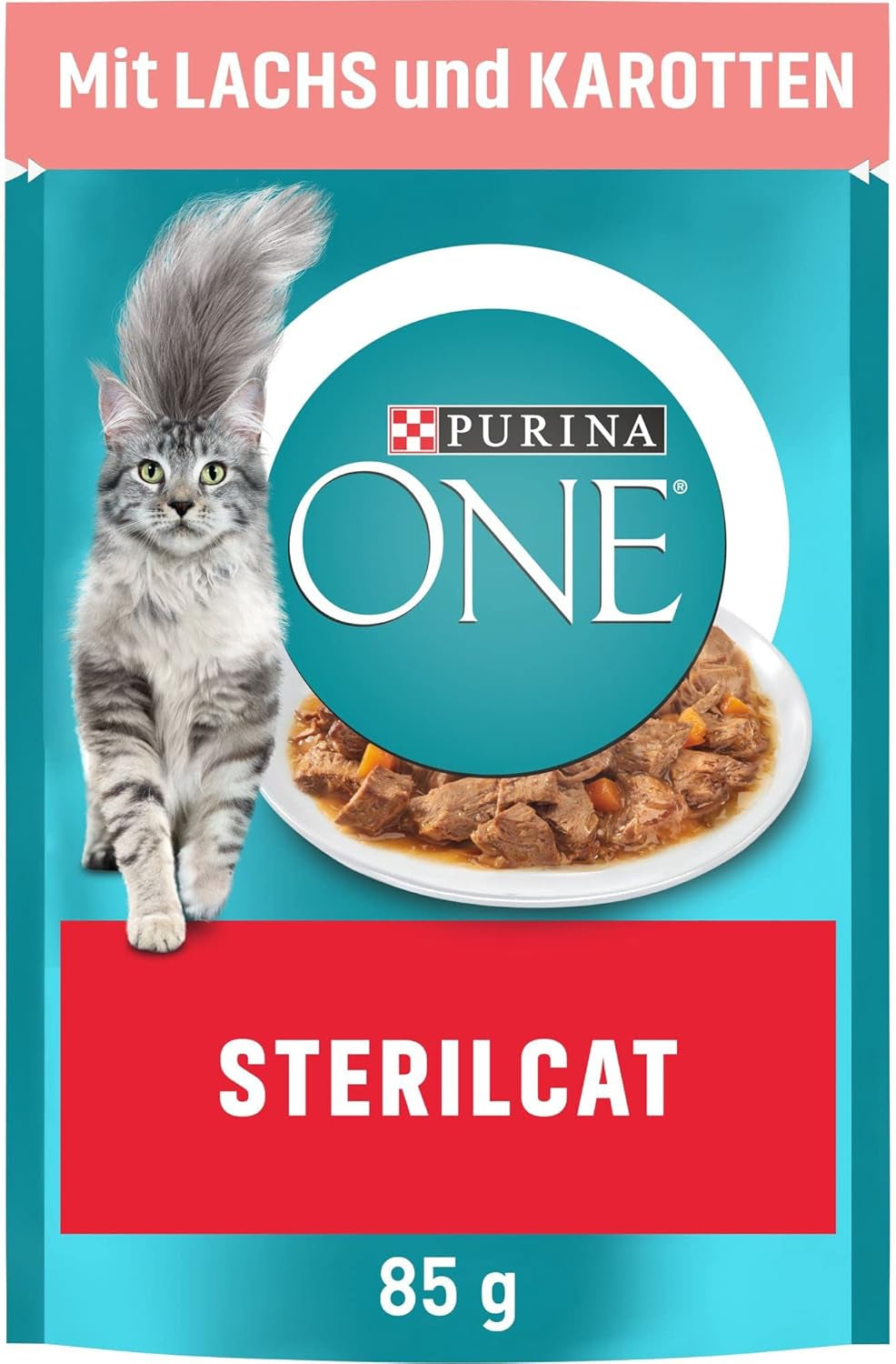 PURINA ONE STERILCAT comida húmeda para gatos, tiernos trozos en salsa para gatos esterilizados, con salmón, paquete de 26 (26 x 85g)