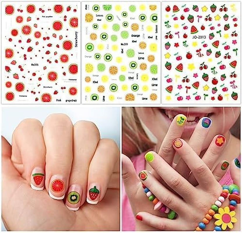 Lindas pegatinas de uñas para niños 20 hojas 3D pegatinas de uñas que brillan en la oscuridad flores coloridas decoraciones de uñas pegatinas autoadhesivas accesorios de decoración DIY
