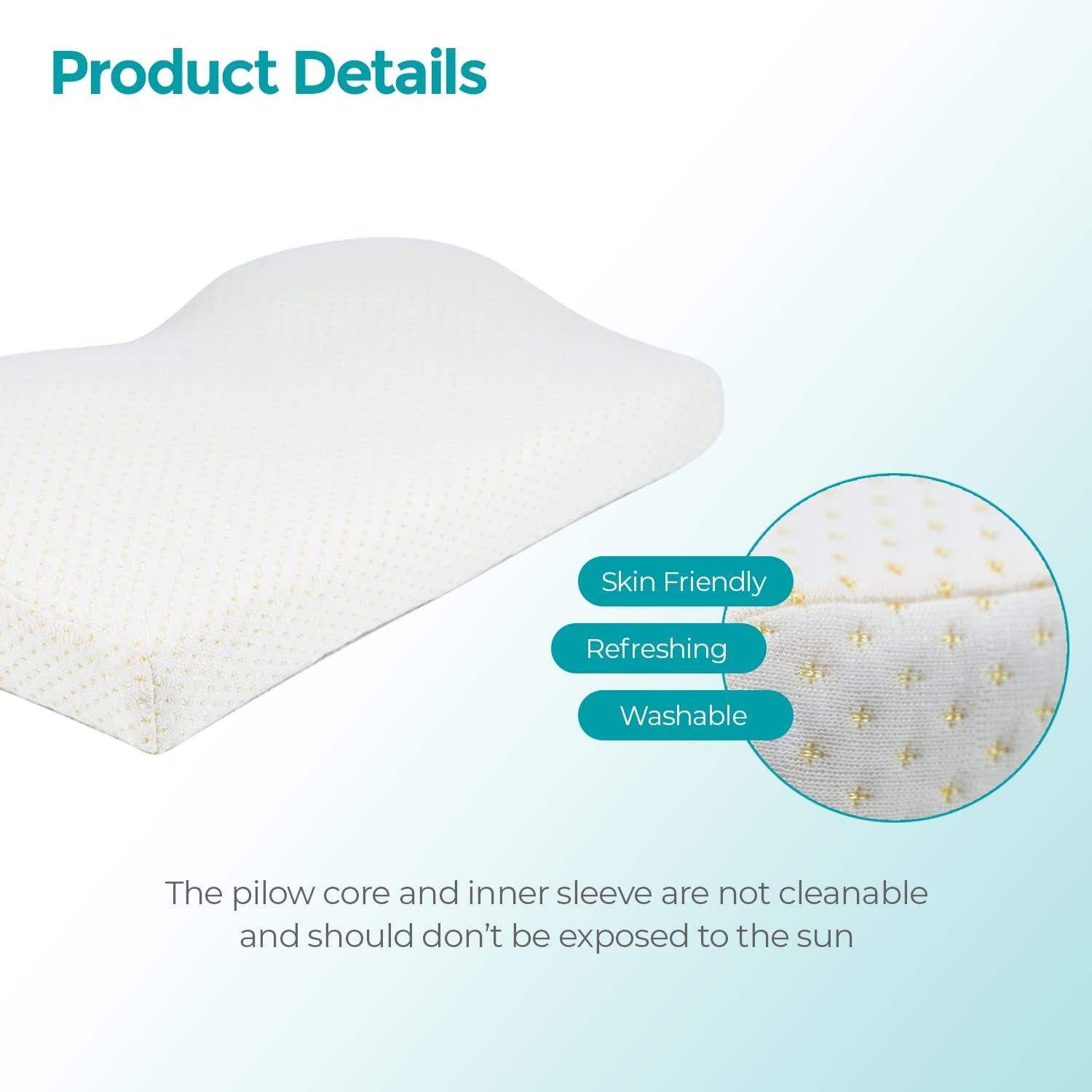 Edihome Almohada cervical Almohada para aliviar el dolor de cuello 50 x 30 x 10 cm Almohada cervical de espuma viscoelástica Almohada ortopédica Funda de algodón doble ergonómica Hipoalergénica
