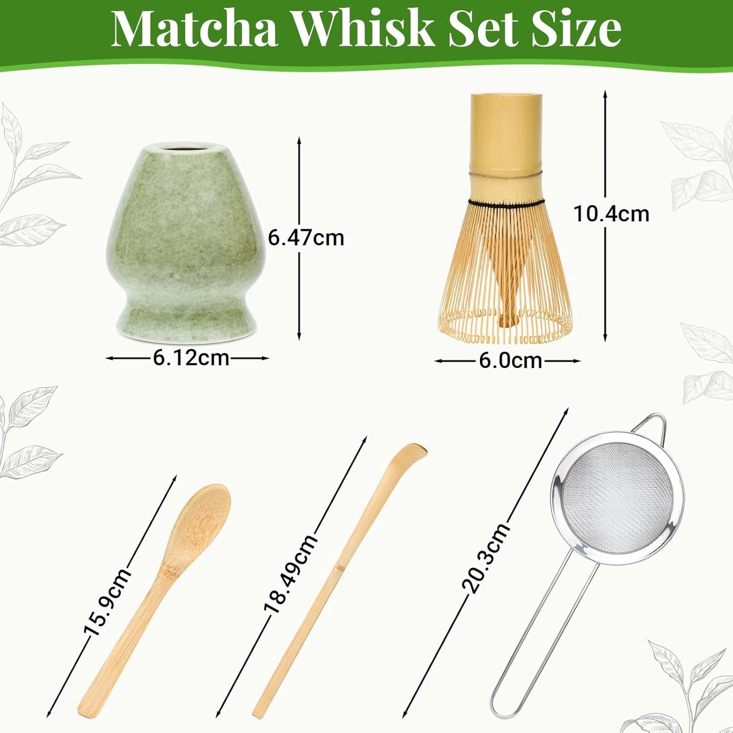 Alyvisun Matcha Set, Juego de té Matcha de 5 Piezas con Tetera Matcha y Soporte para té Matcha, Cucharadita, Juego de té Matcha para Amantes del Matcha, Ideal para Principiantes y entusiastas