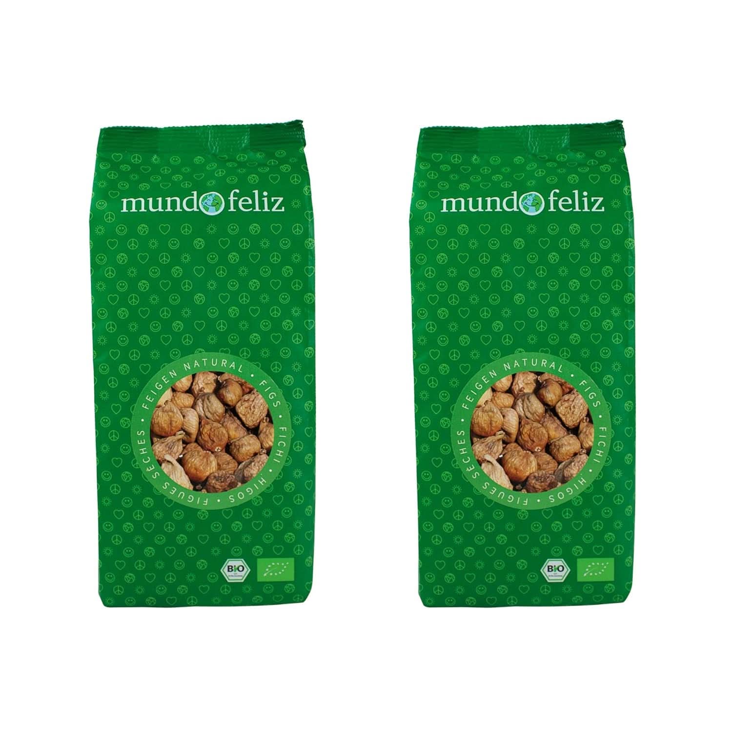Mundo Feliz Higos secos de agricultura ecológica, 2 x 500 gramos Naty Shop productos deshidratados