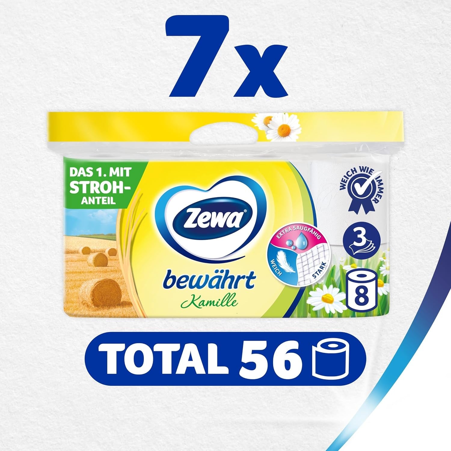 Papel higiénico de manzanilla probado Zewa con pajita 7X 8 rollos
