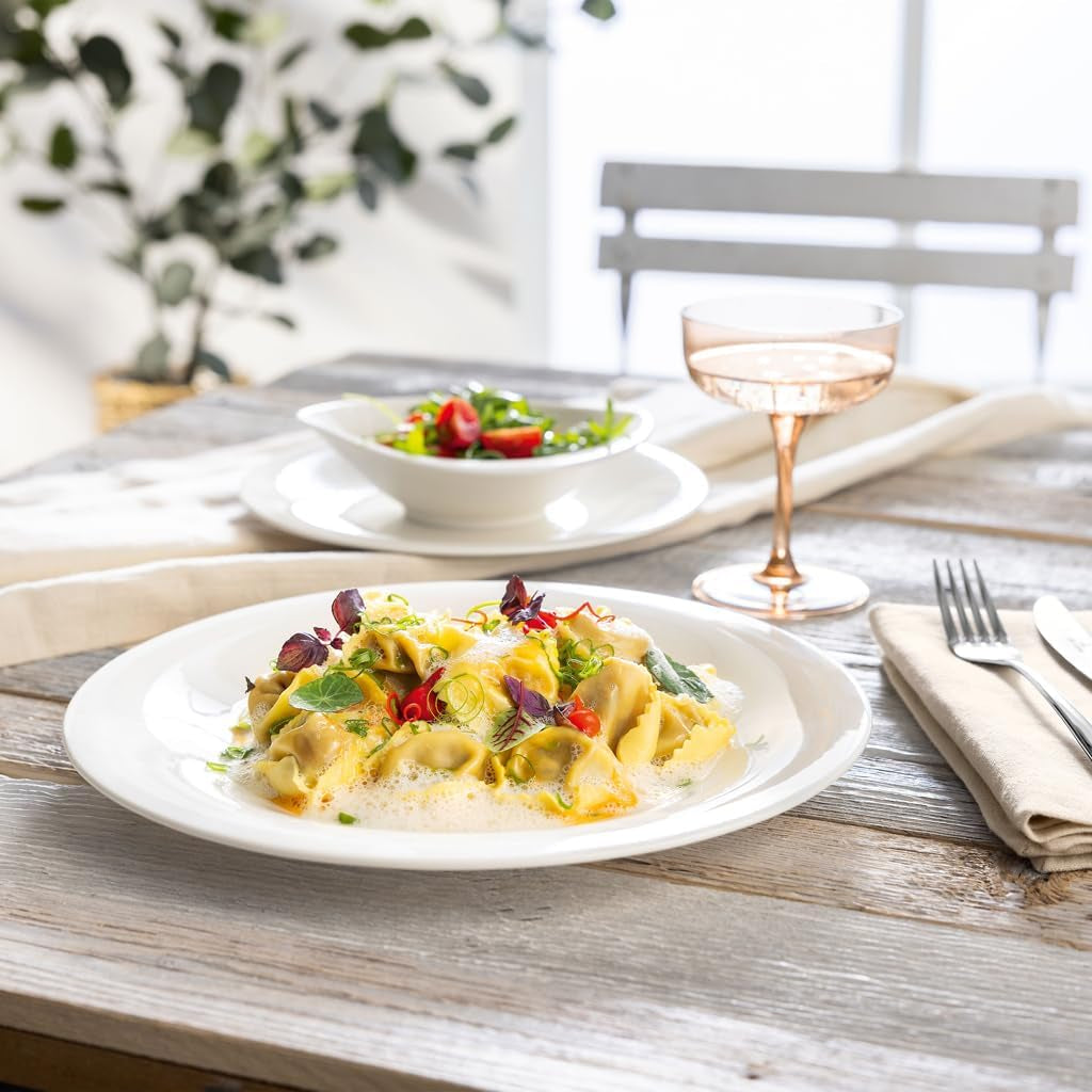 vivo - Grupo Villeroy & Boch – Vajilla Essential Blanco 18 tlg. Weiß, Spülmaschinenfest, Mikrowellensicher, Geschirr Set für 6 Personen, Müslischalen, Speiseteller, Dessertteller, Premium Porzellan