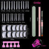 Juego de 120 formas de uñas dobles, plantillas de extensión de uñas con cepillo rosa de doble punta, clip para puntas de uñas, separador de dedos de esponja y lima de uñas para uñas de poligel