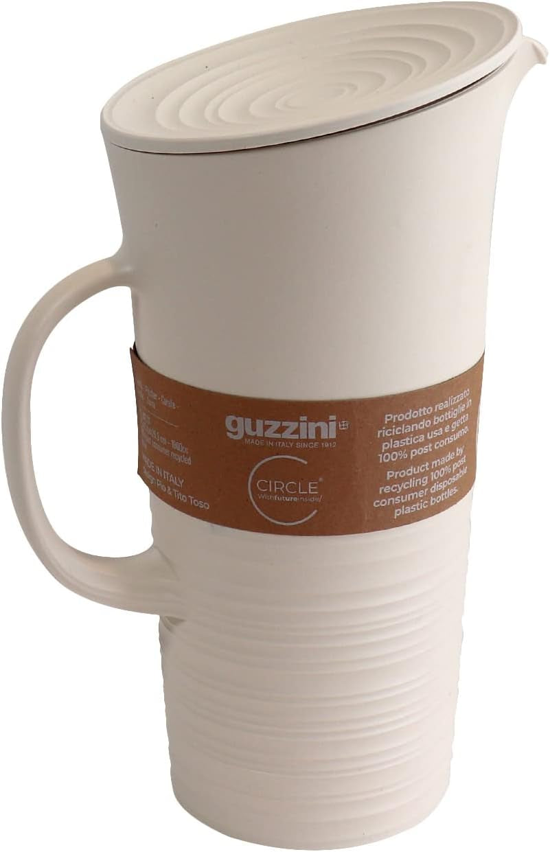 Guzzini - Tierra, Jarra con Tapa - Blanco Leche, 18,7 x 13,4 x 10 x h26,9 cm | 1800 cc - 181701156, blanco