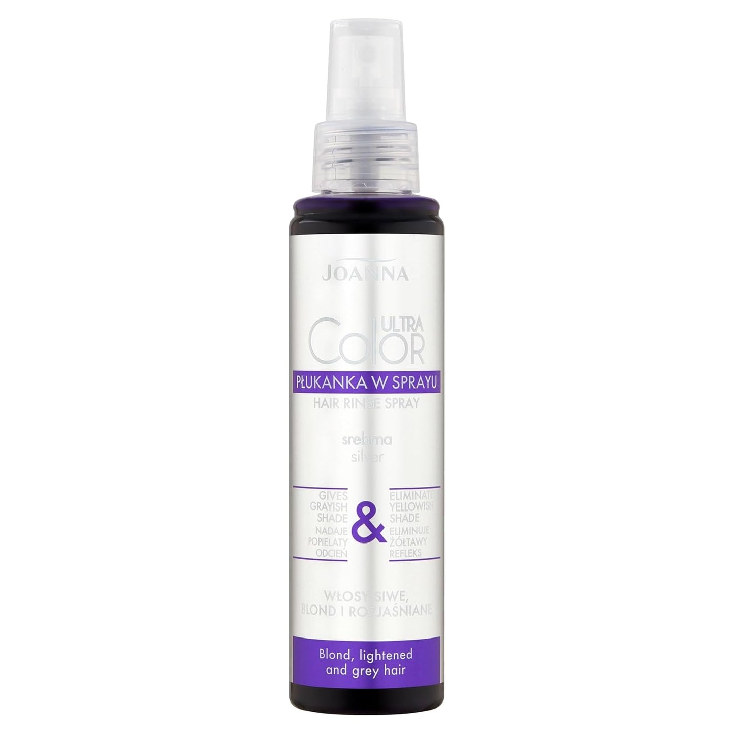 Joanna Ultra Color - Acondicionador color rosa para cabellos rubios y claros - Rosa pastel - Brillo natural - Elimina el matiz amarillo del cabello rubio grisáceo - Efecto temporal - 150 ml Tinte para el cabello Naty Shop Spray tono gris grisáceo de rubio 150 Ml (1 pack)