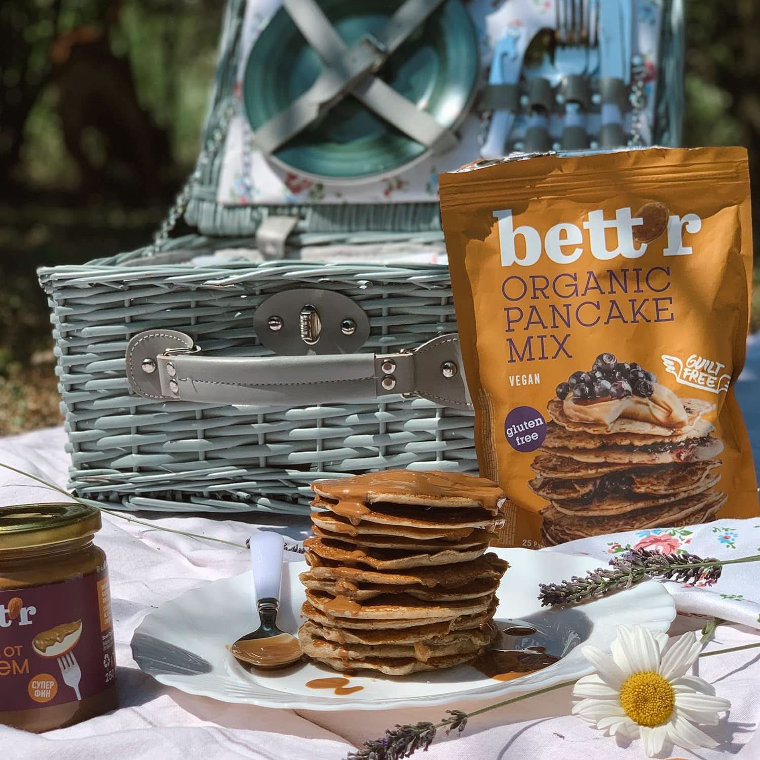 Bett'R Pancake Mix, mezcla para hornear ecológica, vegana y sin gluten, 6 x 400 gramos Kitchen Naty Shop