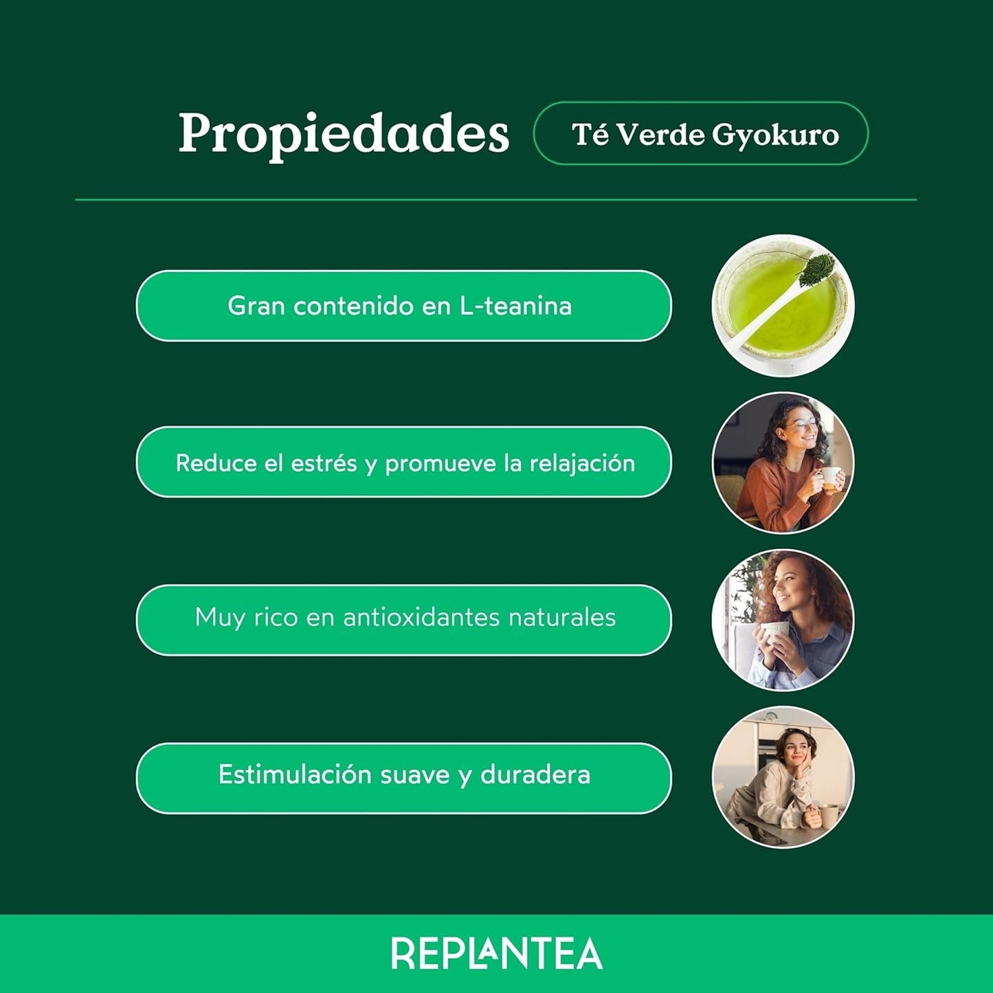 Té verde japonés Gyokuro orgánico (100 g) | Té premium a granel | Sabor umami refinado y dulzura delicada | REPLANTAR