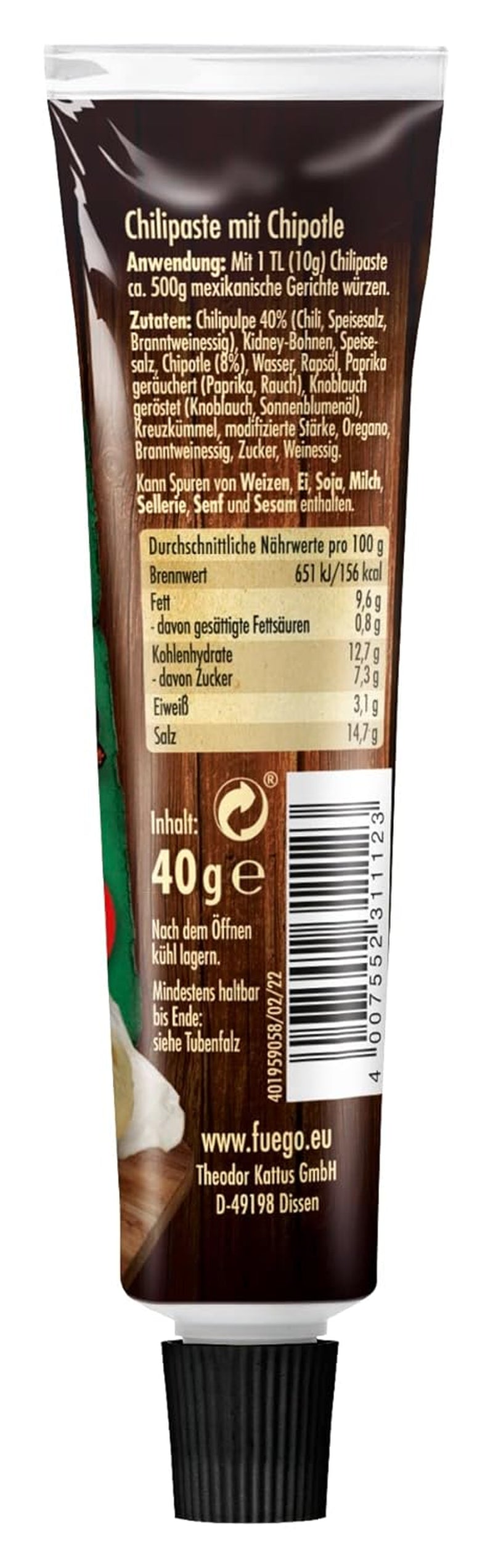 - Pasta De Chile Chipotle, Platos Mexicanos Picantes, Para 4 Anwendungen, Vegano, 1 x 40 g