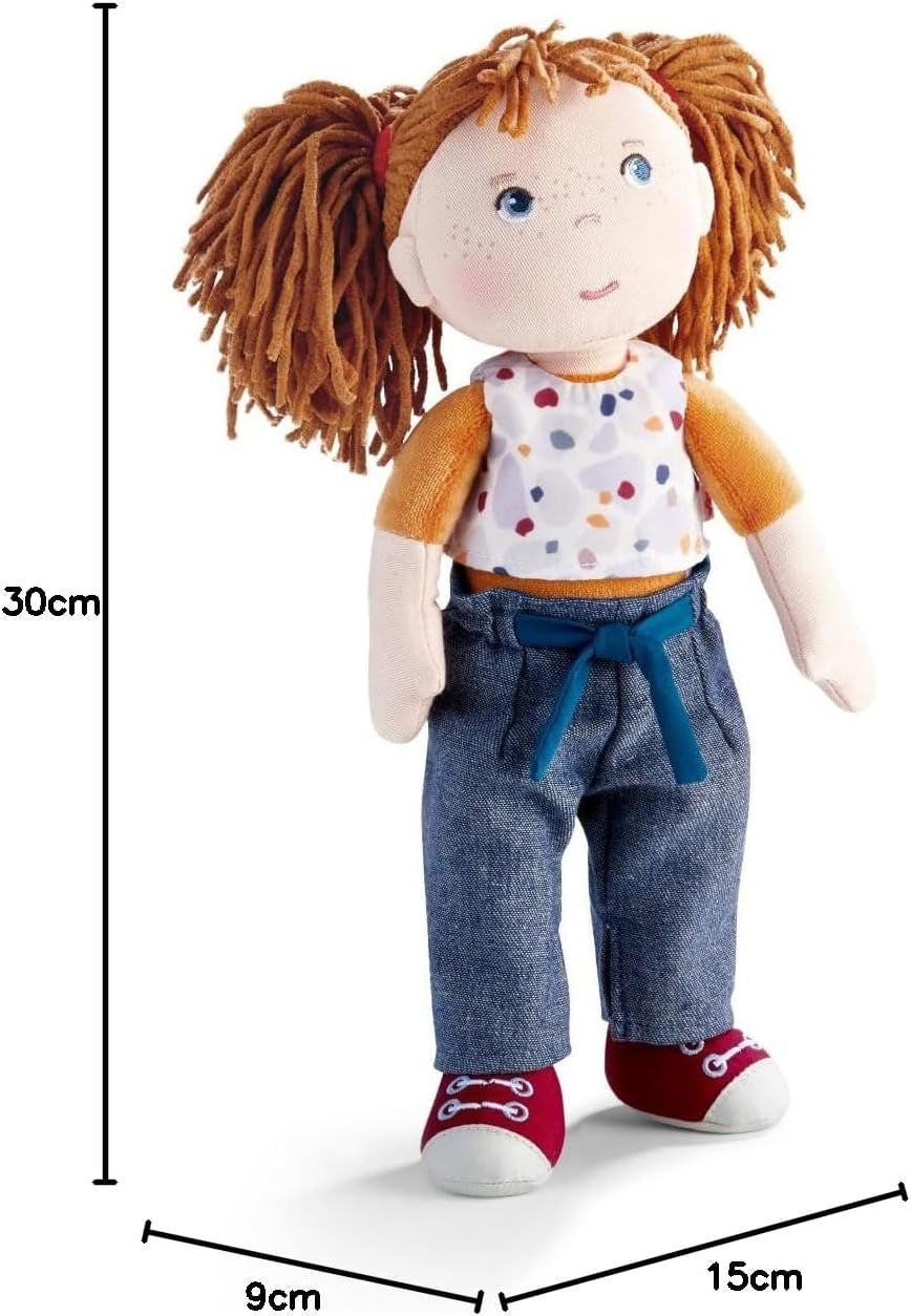 Muñeca HABA Malou - Muñeca blandita de 30 cm de altura para jugar y abrazar - Materiales suaves y lavables - Alternativa ideal a los muñecos de peluche - Apto para niños a partir de 1,5 años - 2010818001