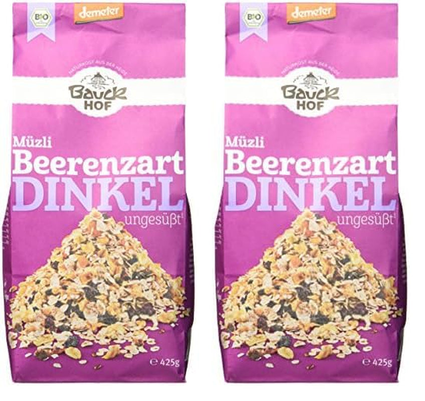 Muesli de espelta con frutos rojos, sin azúcar, 425 g (paquete de 2)