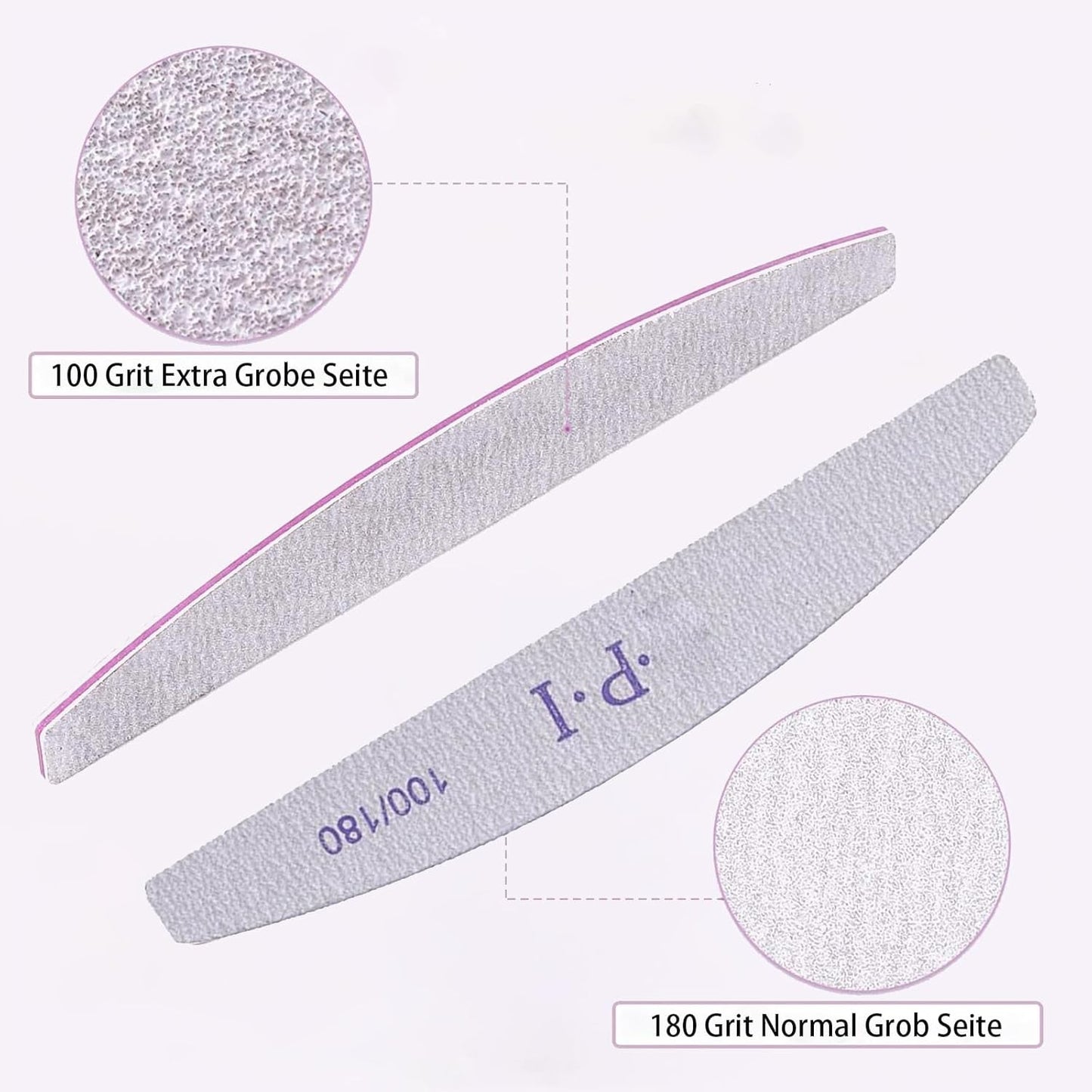 Juego de limas de uñas de 3 piezas, limas de uñas para uñas de gel, accesorios de uñas de gel resistentes al desgaste y lavables, lima de uñas profesional 100/180 con 3 formas, color blanco